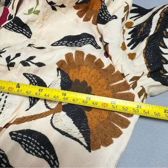 Farm Rio Palms Paradise Sand Long Sleeve V-Neck Floral Maxi Dress L - Picture 13 of 16